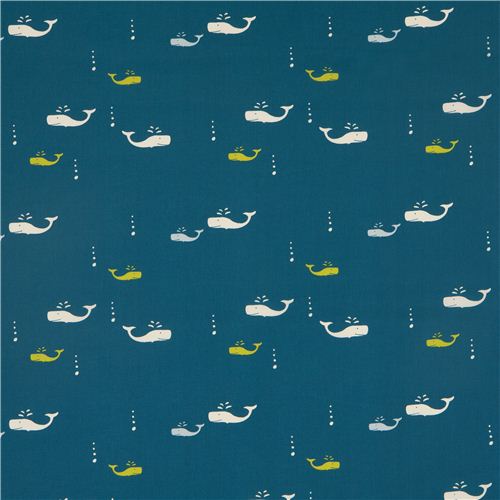 teal birch whale organic fabric Whale Watch 2