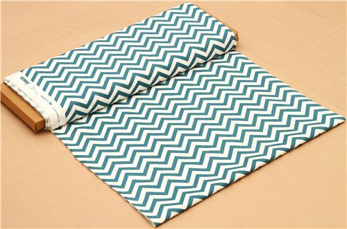 teal chevron organic fabric by birch from the USA 5