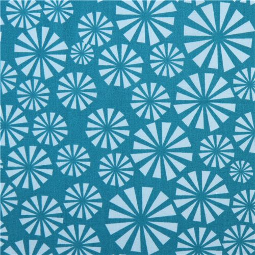 teal circle animal organic fabric Urchin Forest 1