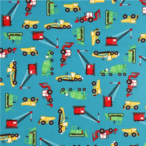 teal construction fabric Robert Kaufman Ruff N' Tuff 2