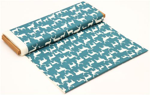 teal deer stag animal organic fabric  by birch from the USA 3