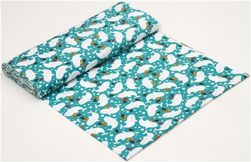 teal dolphin animal fabric par Robert Kaufman USA 3