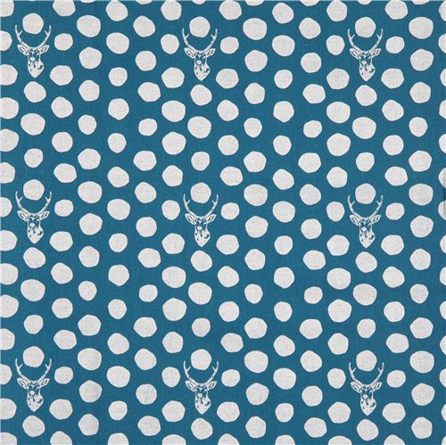 teal echino canvas fabric stag with silver metallic dots Sambar 4