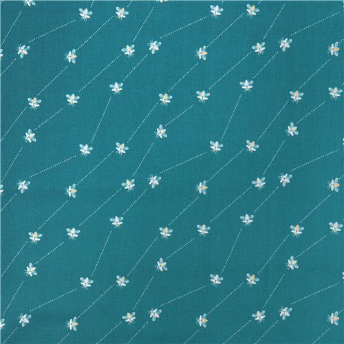 teal green Kokka white dot insect fabric Fabric by Kokka - modes4u