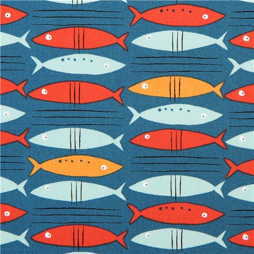teal monaluna fish organic fabric go fish 1