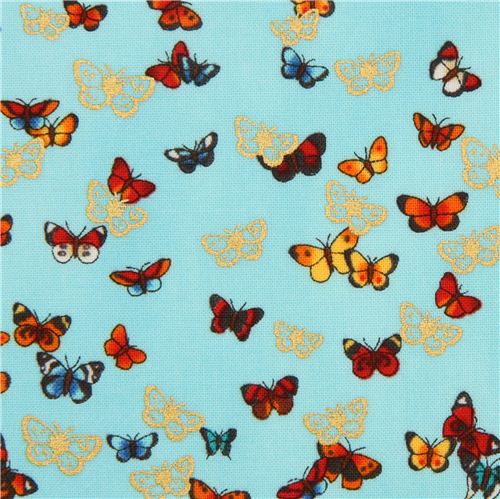 tiny butterflies & gold fabric by Robert Kaufman - Animal Fabric ...