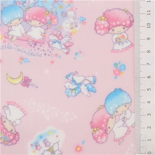 tossed Little Twin Stars laminate fabric in light pink - modeS4u