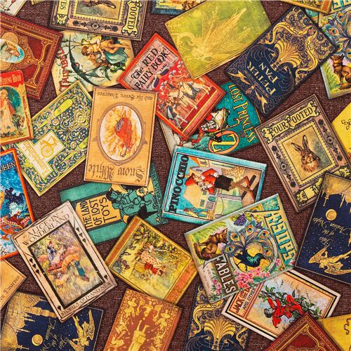 Tissu Robert Kaufman avec des livres d'enfants classiques dans tous les sens Tissu