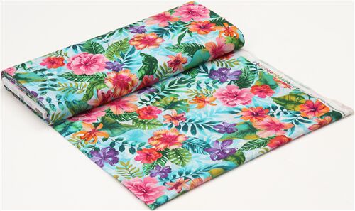 Remnant (14 x 112 cm) - tropical flower Timeless Treasures fabric with hibiscus pattern 4
