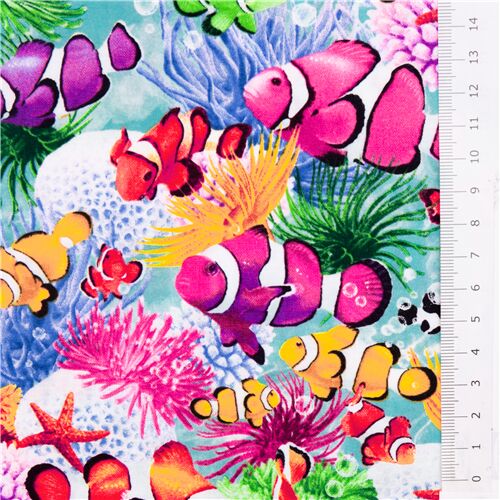 Remnant (50 x 112 cm) - tropical rainbow clownfish fabric by Timeless Treasures 3