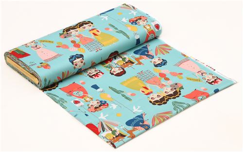 turquoise Alexander Henry fabric Frida colorful cactus Folklorico 4