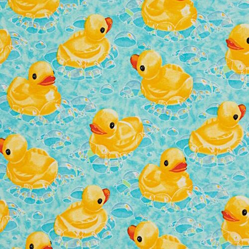 turquoise Alexander Henry flannel fabric with yellow rubber ducks ...