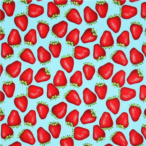 turquoise Alexander Henry fruit strawberry fabric 2