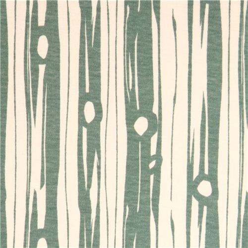 turquoise 'Bear Bois' tree stripes birch knit organic fabric from the USA 1