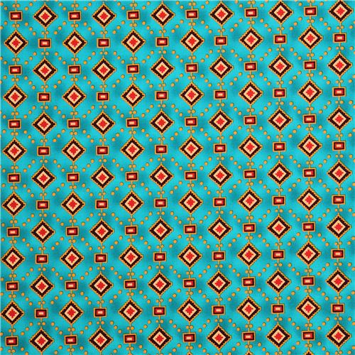 turquoise Diamonds & Dots geo pint fabric Michael Miller Painted Desert 2