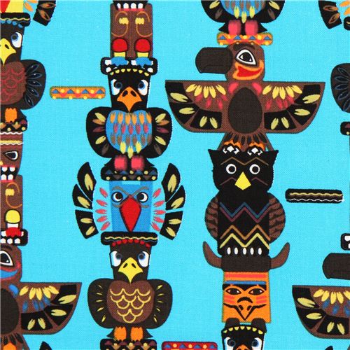 Tessuto turchese totem indiani Indian Totem dagli USA Tessuto