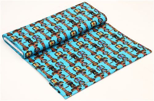 turquoise Indian totem pole animal fabric Indian Totem USA 3