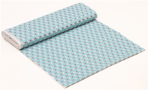turquoise Lecien fabric cream bunny rabbit red heart 3