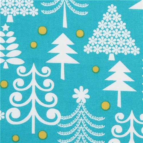 turquoise Michael Miller Christmas fabric Holiday Trees 1