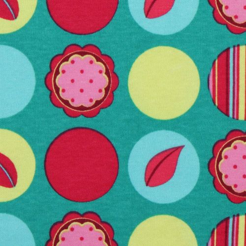 turquoise Michael Miller Mod Dots interlock fabric 1