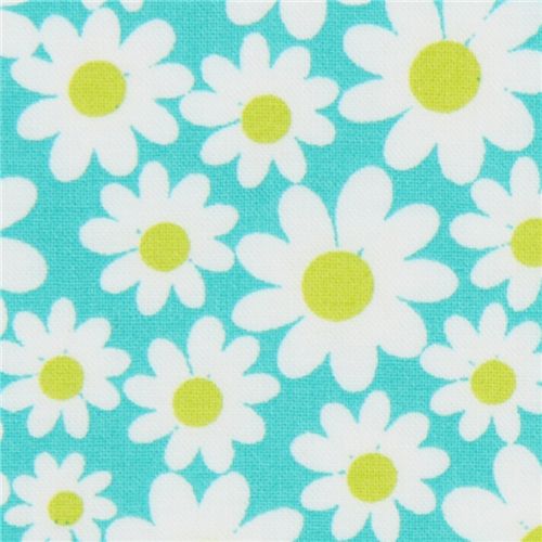 turquoise Michael Miller fabric Petal Flower daisy 1