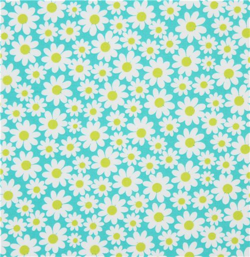 turquoise Michael Miller fabric Petal Flower daisy 2