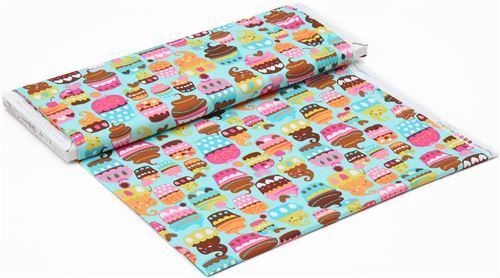 turquoise Michael Miller fabric Sweet Treats cupcakes - modeS4u