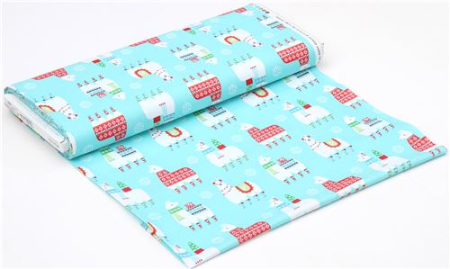 turquoise Michael Miller fabric animal Christmas Llama Navidad 3
