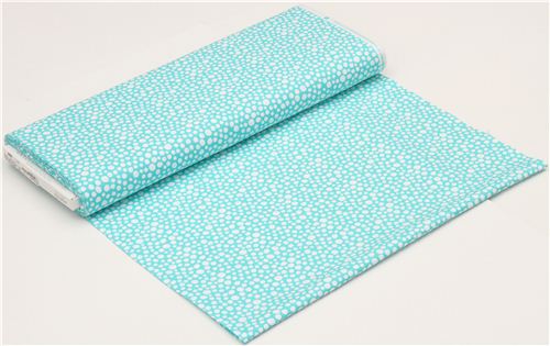 turquoise Michael Miller fabric with little white spots 3
