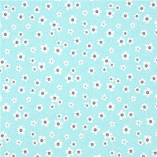 turquoise Robert Kaufman fabric flower Playing with Shadows - modeS4u