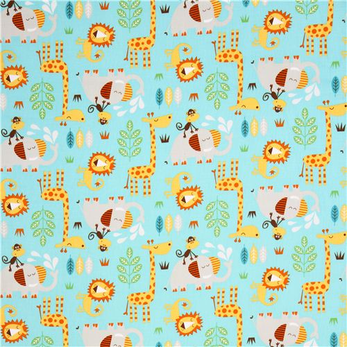 turquoise Safari animal fabric by Northcott Studio Fabric by Japanese ...