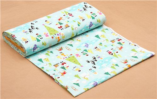 turquoise Silly Chilly Christmas Xmas fabric Alexander Henry 3