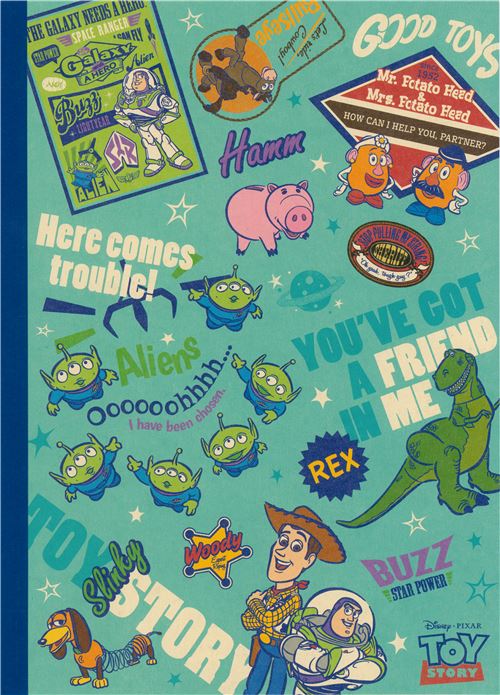 turquoise Toy Story Woody Buzz Hamm character notebook exercise book ...