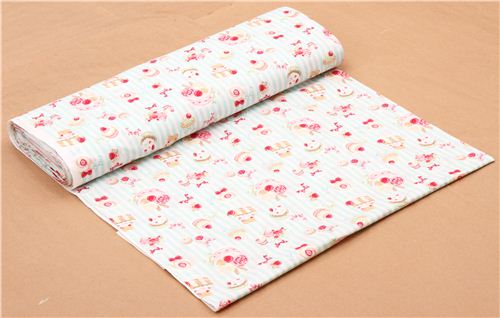 turquoise and white striped sweets dessert fabric by Cosmo 3