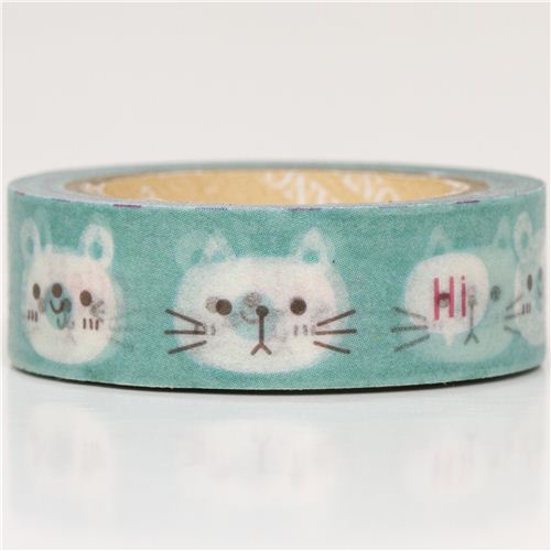 turquoise animal Washi Tape deco tape cat rabbit Washi Tapes Deco