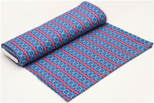 turquoise argyle pattern Michael Miller interlock fabric 3