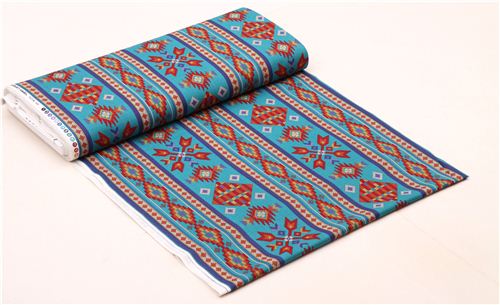 turquoise beaded mosaic stripe fabric Elizabeth's Studio USA 6
