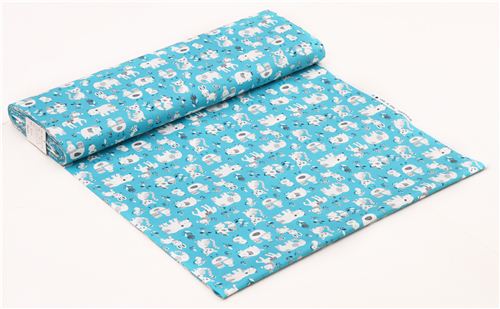 turquoise bear pig cat elephant animal cotton fabric from Japan Fabric ...