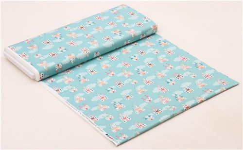 turquoise blue cloud castle fairy tale fabric by Andover USA 3