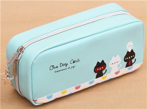 turquoise cat dot animal pencil case from Japan - Pencil Cases ...