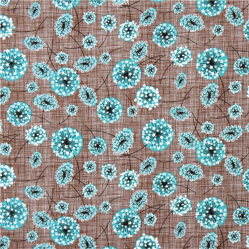 turquoise dandelion fabric USA designer Robert Kaufman 2