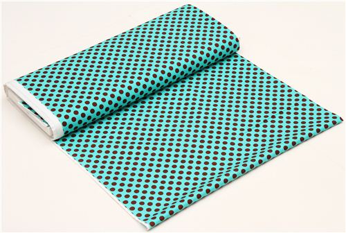 turquoise dot fabric with brown dots by Michael Miller 3