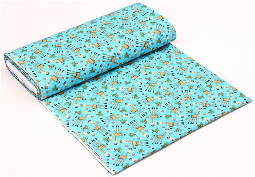 Turquoise Dotted Giraffe Animal Flannel Fabric From The Usa Fabric By 