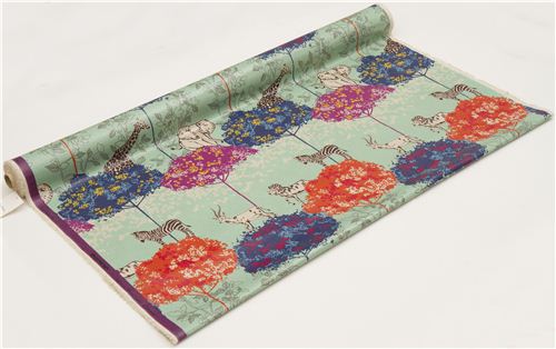 turquoise echino safari animals laminate fabric acacia 3