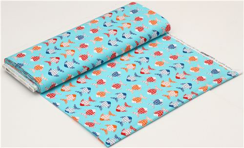 turquoise fish fabric by Robert Kaufman from the USA - modeS4u