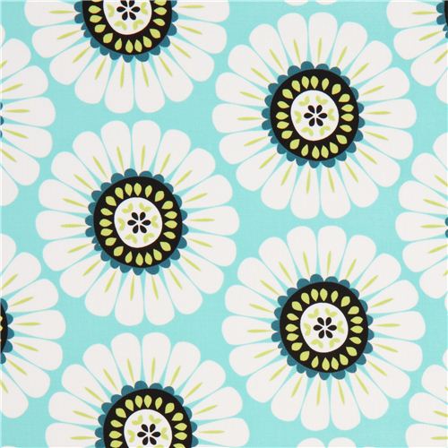 turquoise flower fabric by Michael Miller daisy Fabric