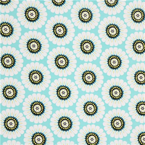 turquoise flower fabric by Michael Miller daisy 2
