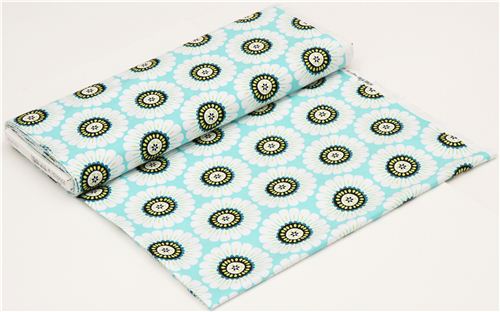 turquoise flower fabric by Michael Miller daisy 3