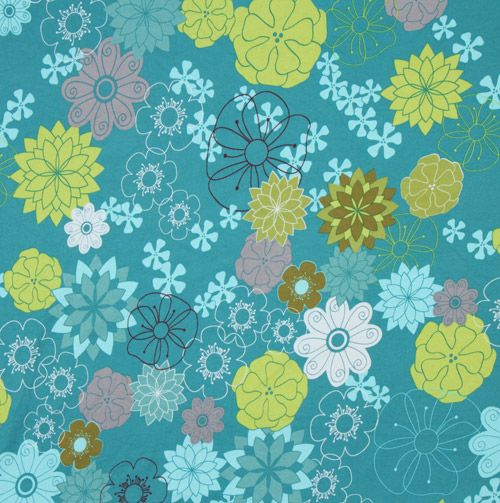 turquoise flower interlock fabric Michael Miller 2
