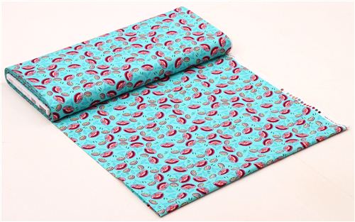 turquoise flower pattern fabric Timeless Treasures  3